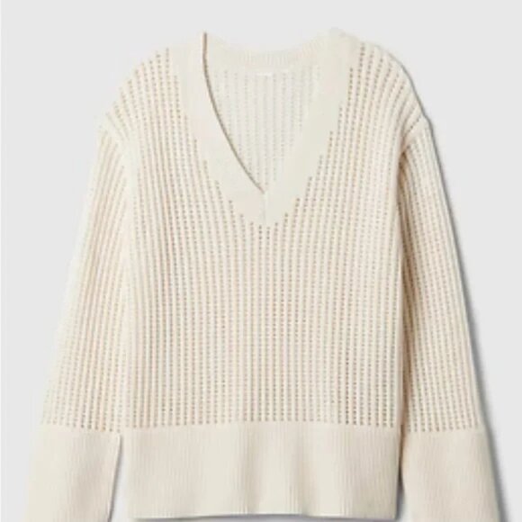 GAP Bainbridge Blue Relaxed Crochet V-Neck Sweater/NWT/S - Picture 5 of 16